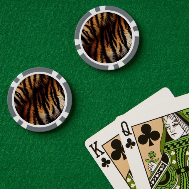 Fichas De Póquer Impresión animal de tigres negros naranja (Mesa de Poker (Doble))
