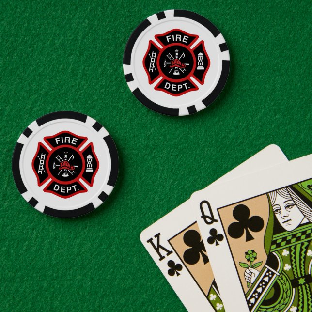 Fichas De Póquer Insignia de bombero roja (Mesa de Poker (Doble))