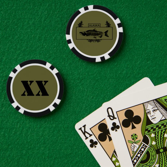 Fichas De Póquer Insignia de pescador de combate Alaska - apagada (Mesa de Poker (Doble))