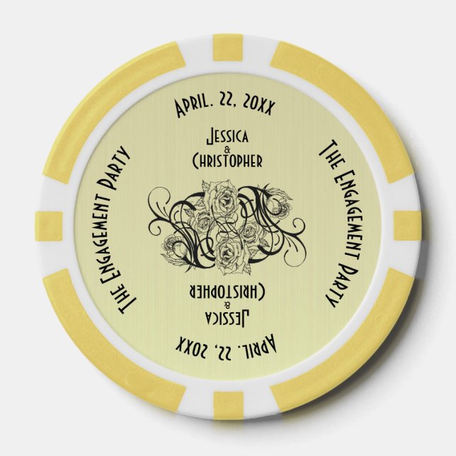 Fichas De Póquer Invitación Única de Fiesta de Compromiso Amarillo (Anverso)