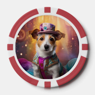 Fichas De Póquer Jack Russell en un disfraz colorido