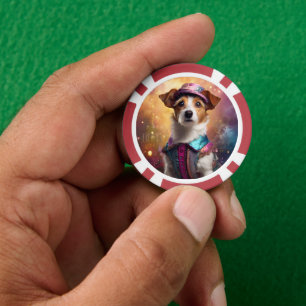 Fichas De Póquer Jack Russell en un disfraz vibrante