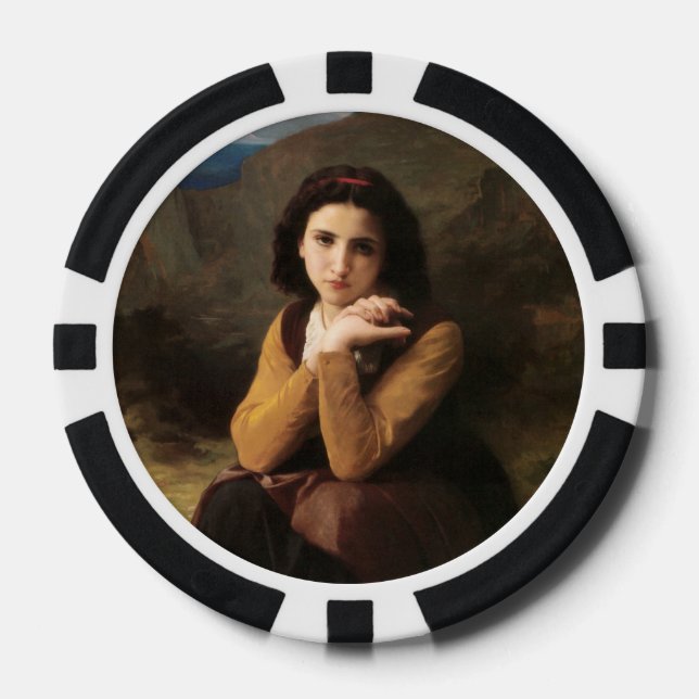 Fichas De Póquer Joven muchacha de Bouguereau (Anverso)