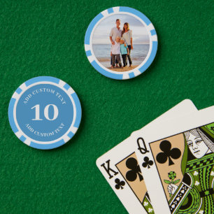Fichas De Póquer Juego de 10 números de color azul fotográfico pers