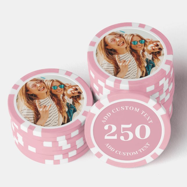 Fichas De Póquer Juego de 250 Value Personalizado Photo Pink (Pila)