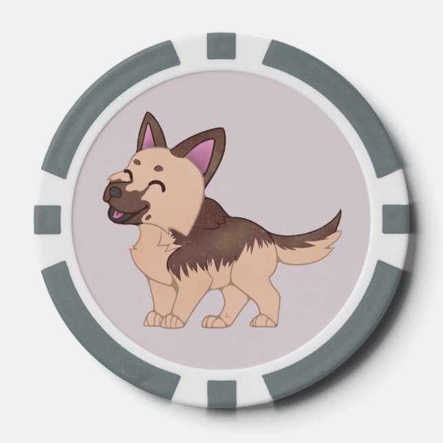 Fichas De Póquer Kawaii German Shepherd Dog (Anverso)