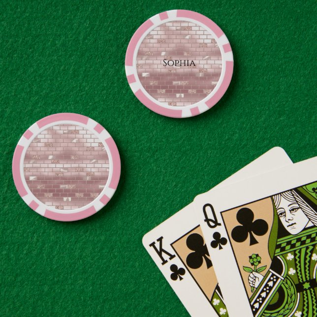 Fichas De Póquer Ladrillos rosas de Glam Rubor (Mesa de Poker (Doble))