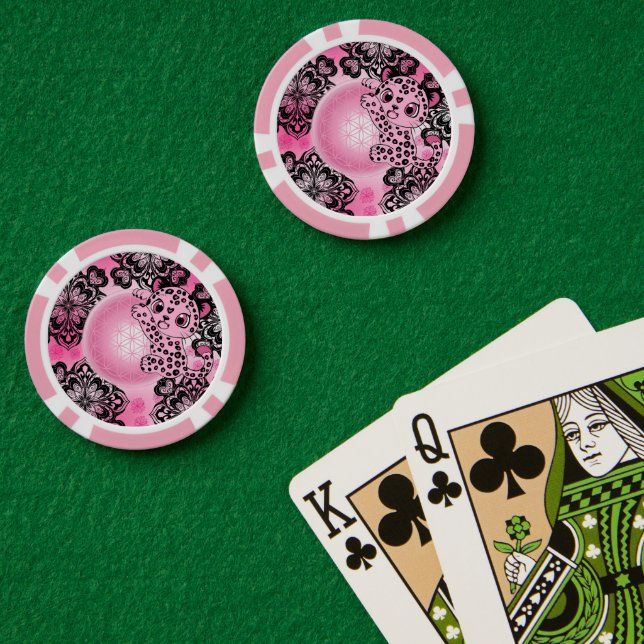 Fichas De Póquer Léa el Leopardo Rosa (Mesa de Poker (Doble))