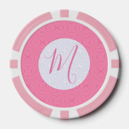 Fichas De Póquer Light Pink Squiggly Squares Personalized Initial