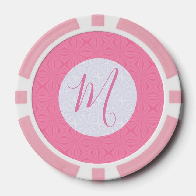 Fichas De Póquer Light Pink Squiggly Squares Personalized Initial (Anverso)