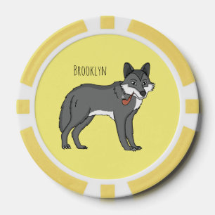 Fichas De Póquer Lobo gris con ilustracion de personalizado de tube