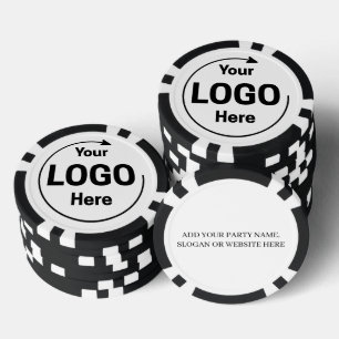 Fichas De Póquer Logo y texto personalizados Cool negro y blanco