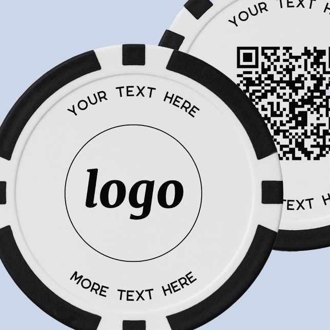 Fichas De Póquer Logotipo Código QR y promoción de negocios de text (Logo QR code and custom text business promotional poker chips)