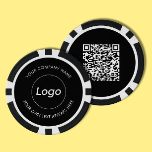 Fichas De Póquer Logotipo simple y código QR promocional para empre