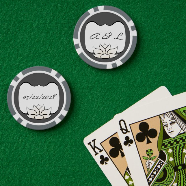 Fichas De Póquer Loto exquisito en blanco (Mesa de Poker (Doble))