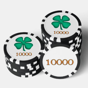 Fichas De Póquer Lucky 4 Leaf Irish Clover bg 10K stripe poker chip