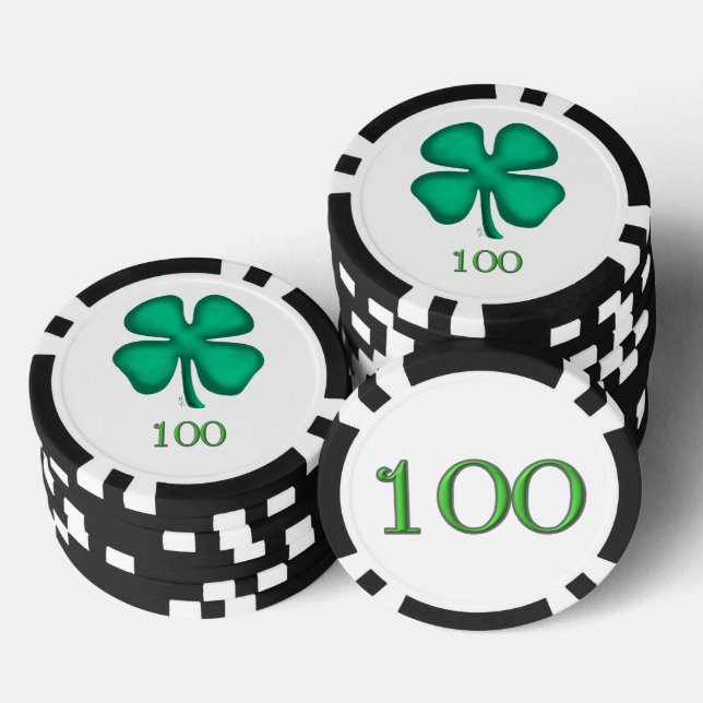Fichas De Póquer Lucky 4 Leaf Irish Clover bl 100 stripe poker chip (Pila)