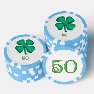 Fichas De Póquer Lucky 4 Leaf Irish Clover lbl 50 stripe poker chip