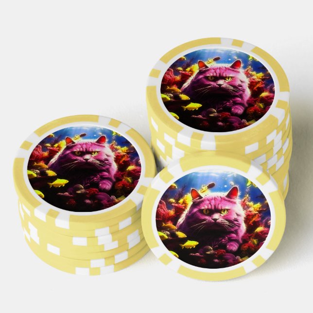 Fichas De Póquer Lucky Poker Chips for Cat Lovers (Pila)