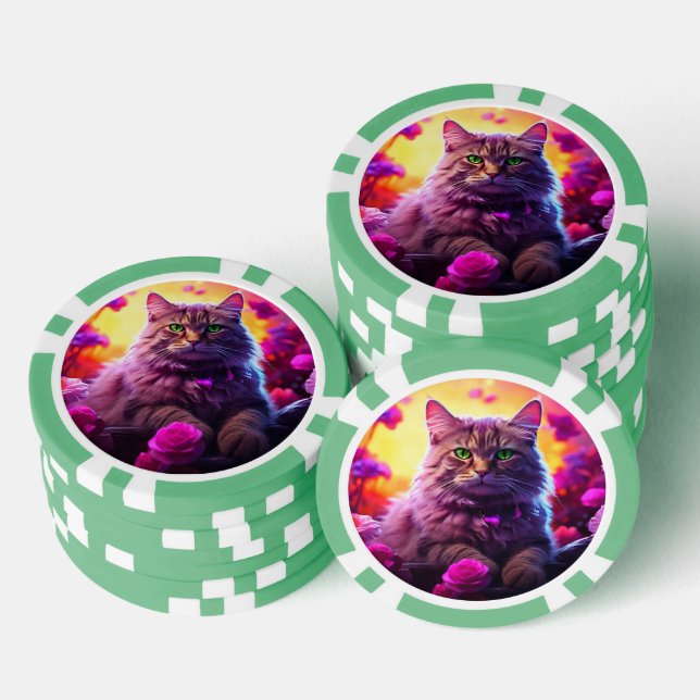 Fichas De Póquer Lucky Poker Chips for Cat Lovers (Pila)