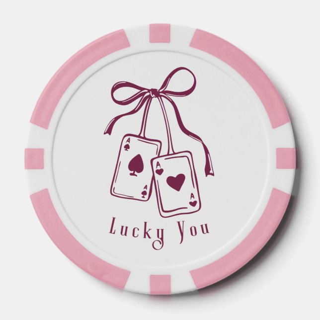 Fichas De Póquer Lucky you cards bow trendy (Anverso)