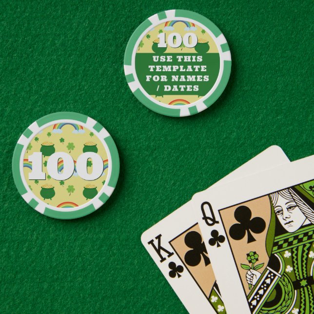 Fichas De Póquer Magia Rainbow Lucky Shamrock Pot of Gold Birday (Mesa de Poker (Doble))