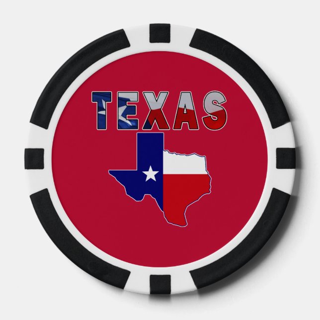 Fichas De Póquer Mapa de bandera con Texas (Anverso)