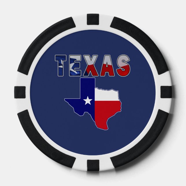 Fichas De Póquer Mapa de bandera con Texas (Anverso)