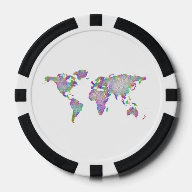 Fichas De Póquer Mapa mundial (Anverso)