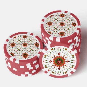 Fichas De Póquer Mariquita de Navidad Rojo Blanco Verde