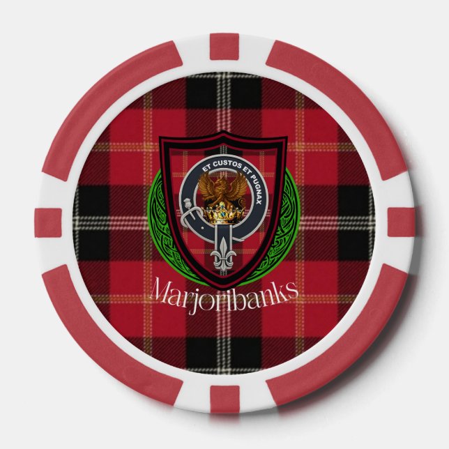 Fichas De Póquer Marjoribanks Scottish Clan Tartan & Crest (Anverso)