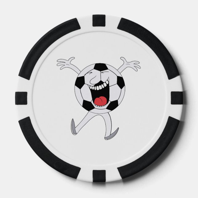 Fichas De Póquer Mascota de Balón de Fútbol Sonriente (Anverso)