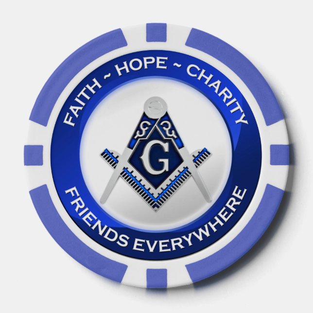 Fichas de póquer Masonic Piker azules (Anverso)