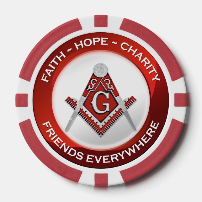 Fichas De Póquer Masonic Poker Chips Red (Anverso)