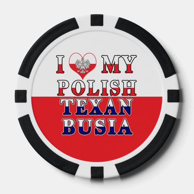 Fichas De Póquer Me encanta mi Texan polaco Busia (Anverso)