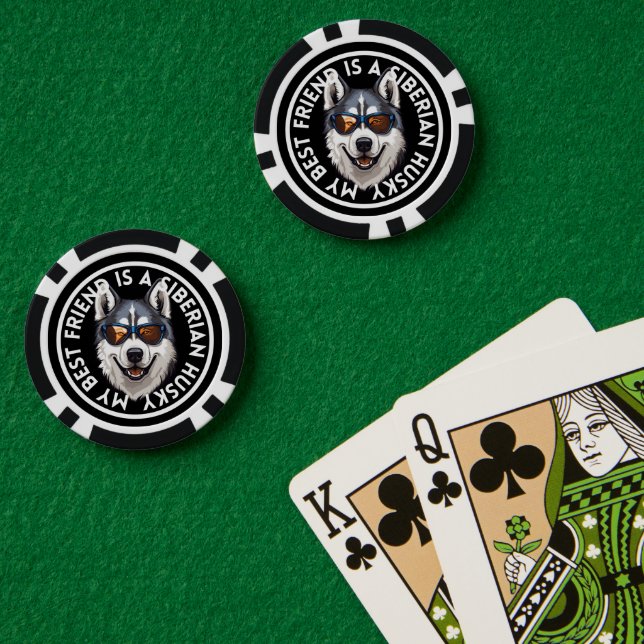 Fichas De Póquer Mejor Amigo Siberian Husky (Mesa de Poker (Doble))