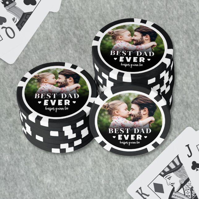 Fichas De Póquer Mejor foto de papá (Best Dad Ever Photo Poker Chips)