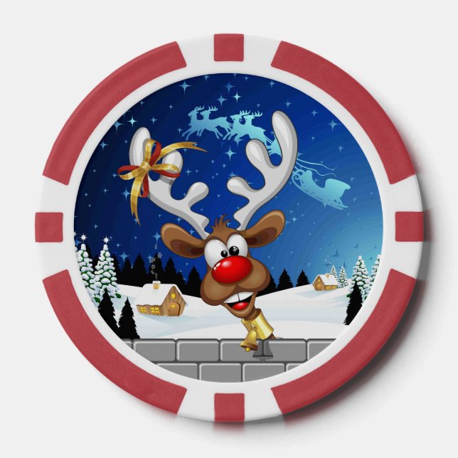 Fichas De Póquer Meme Divertido de Navidad de Reno Espiando (Anverso)