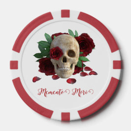Fichas De Póquer Memento Mori. Cráneo con rosas rojas