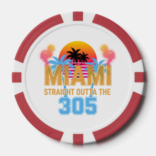 Fichas De Póquer Miami Straight Outta The 305 Vintage Atardecer Neo
