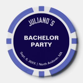 Fichas De Póquer Minimalist Dark Blue Bachelor Party Poker Chips