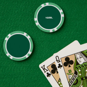 Fichas De Póquer Minimalista texto personalizado en negrita verde