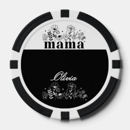 Fichas De Póquer Minimalistic Black & White Wildflower Mama Custom