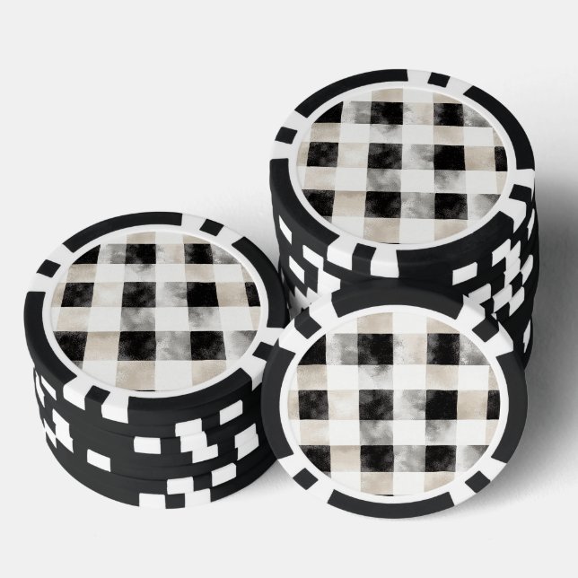 Fichas De Póquer Moda Cream Black Plaid Navidades (Pila)