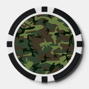 Fichas De Póquer Modelo verde de Camo Brown del camuflaje