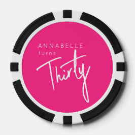 Fichas De Póquer Moderno 30° Treinta y Treinta Años de fiesta rosa
