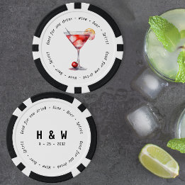 Fichas De Póquer Moderno Boda de cupón de bebida cosmog blanco negr