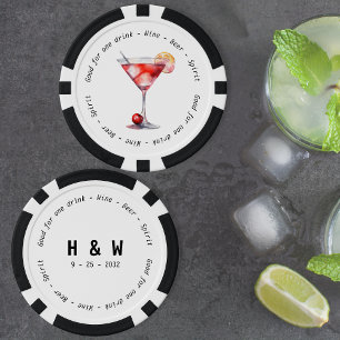 Fichas De Póquer Moderno Boda de cupón de bebida cosmog blanco negr