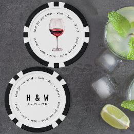 Fichas De Póquer Moderno Boda de cupón de bebida de vino rojo blanc