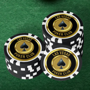 Fichas De Póquer Moneda de oro y negro en las Vegas Club de Poker